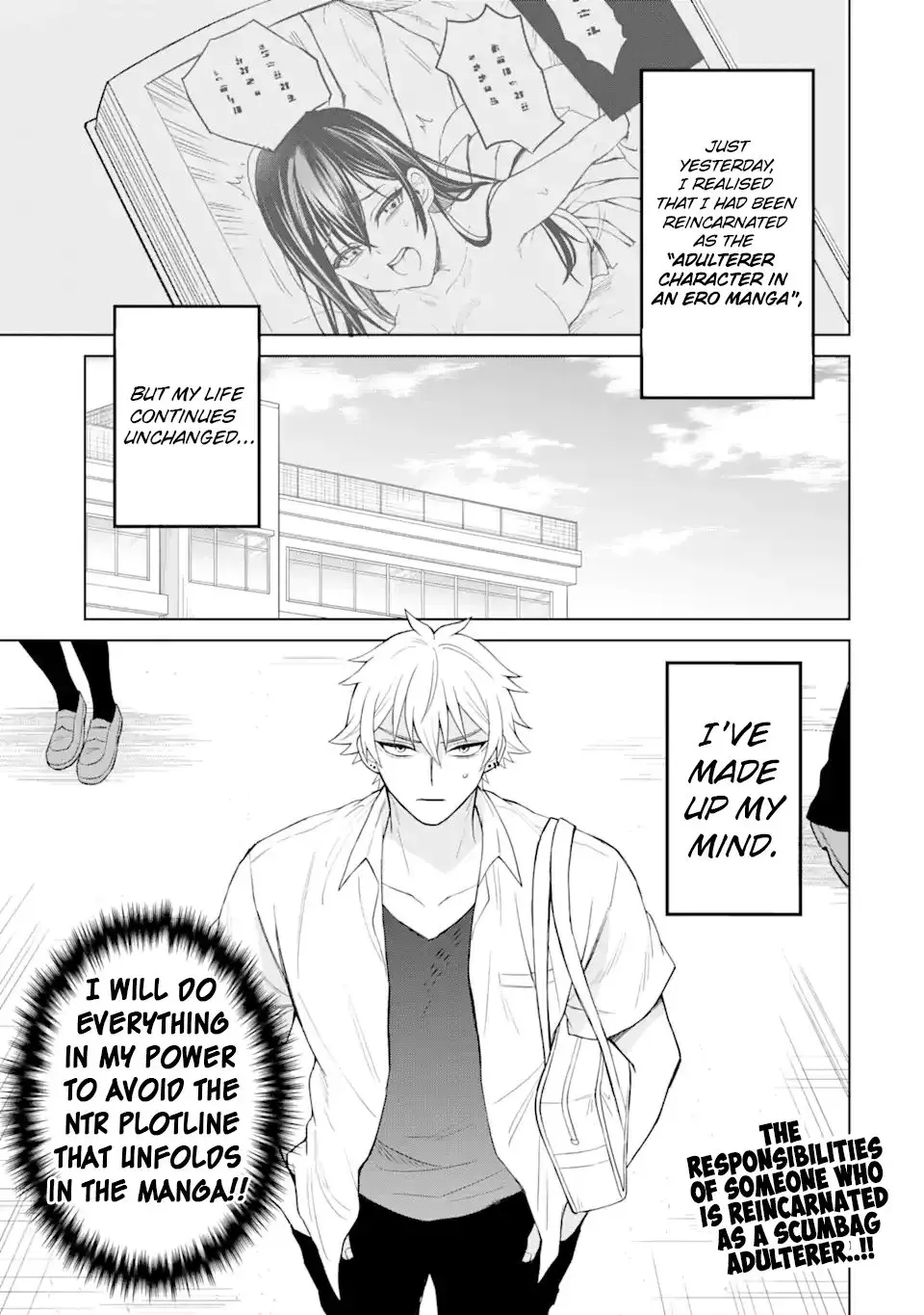 Netorare Manga no Kuzu Otoko ni Tensei Shita Hazu ga Heroine ga Yottekuru Ken - Chapter 2 - Page 1