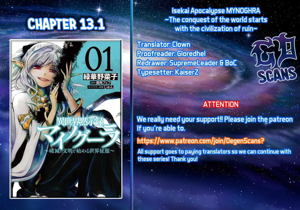 Apocalypse Bringer Mynoghra: World Conquest Starts with the Civilization of Ruin - Chapter 13.1 - Page 1
